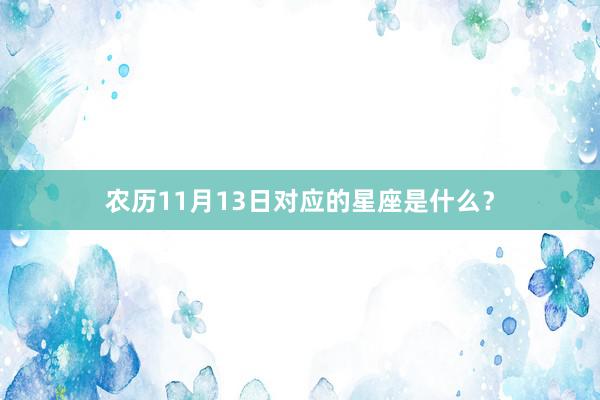 农历11月13日对应的星座是什么？